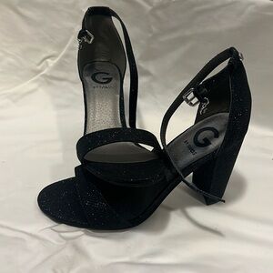 G by Guess Womens Open Toe Special Occasion Black Sparkle